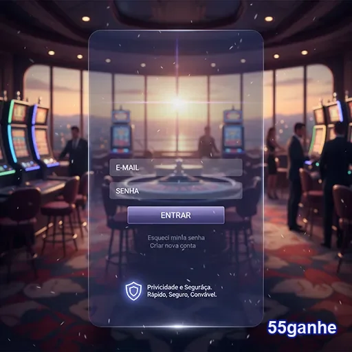 Tela de login do 55ganhe, site de cassino online com design atrativo.